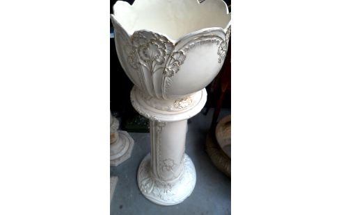 BLUMENTOPF MET, , SÄULE WEISS PORZELLAN MET OR