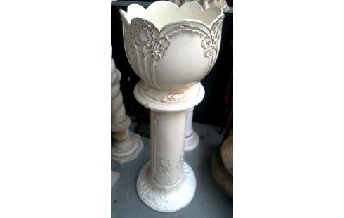 BLUMENTOPF MET, , SÄULE WEISS PORZELLAN MET OR