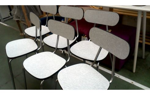 6 STOELEN KEUKEN VINTAGE GRIJS FORMICA