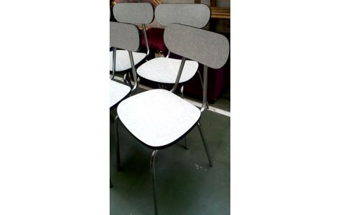 6 STOELEN KEUKEN VINTAGE GRIJS FORMICA
