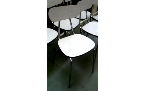 6 STOELEN KEUKEN VINTAGE GRIJS FORMICA