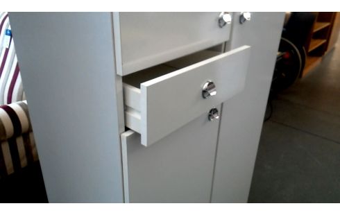 BUFFET DE CUISINE VINTAGE BLANCHE FORMICA 3 PORTES 1 TIROIR