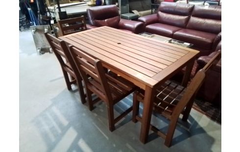 SALON DE JARDIN BOIS + 4 CHAISES