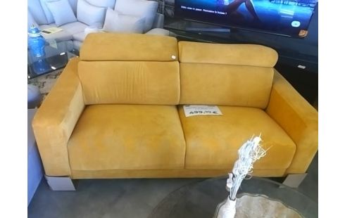 CANAPE TISSU JAUNE 2 PLACES