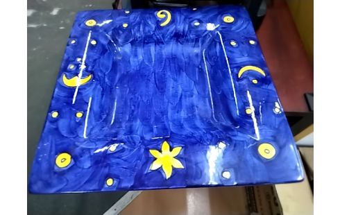 PLATEAU Céramique bleu lunes