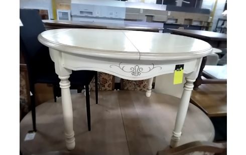 TABLE RONDE Bois ecru avec 1 allonge