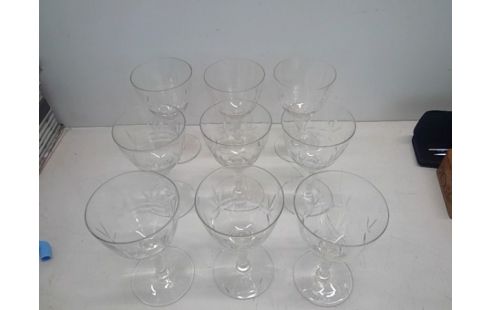 GLAZEN IN KRISTAL 9 STUKS