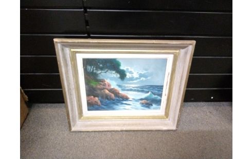 HUILE SUR TOILE BORD DE MER SIGNE SOLA