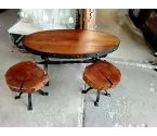 TABLE BASSE BRUTALISTE FORGE BOIS +2 TABOURETS