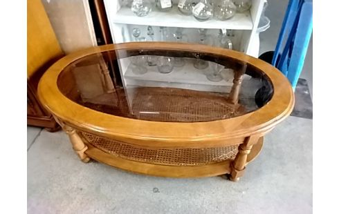 TABLE BASSE OVALE VERRE