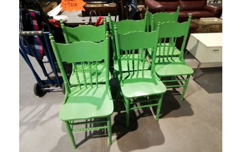 LOT DE 6 CHAISES VERTES