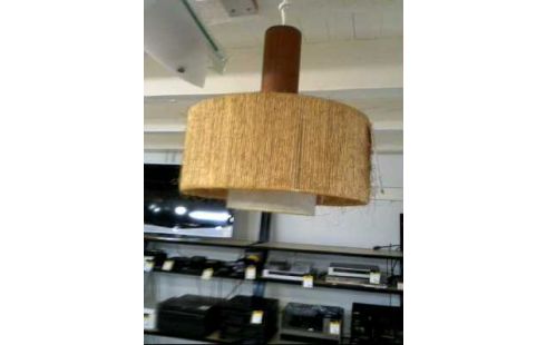 DECKENLAMPE 60ER TEAKHOLZ GEFLECHT