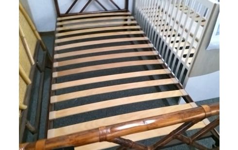 LIT BAMBOU 90x190 AVEC SOMMIER A LATTES