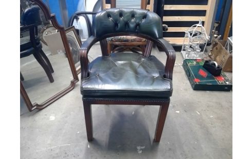 STOEL GROEN LEDER ENGLISH STYLE DESKCHAIR