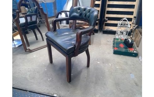 STOEL GROEN LEDER ENGLISH STYLE DESKCHAIR