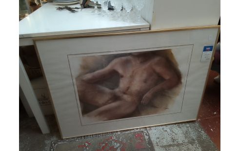 AQUARELLE "SUJET MASCULIN NU " SIGNE REMI 70X100CM
