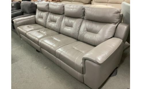 CANAPE CUIR GRIS 4 PERSONNES (TOILE DESSOUS ABÎMÉE)