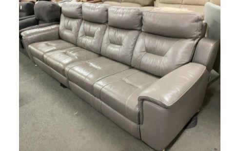 CANAPE CUIR GRIS 4 PERSONNES (TOILE DESSOUS ABÎMÉE)