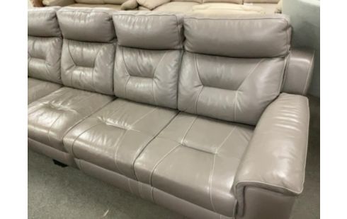 CANAPE CUIR GRIS 4 PERSONNES (TOILE DESSOUS ABÎMÉE)