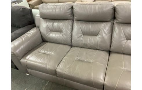 CANAPE CUIR GRIS 4 PERSONNES (TOILE DESSOUS ABÎMÉE)