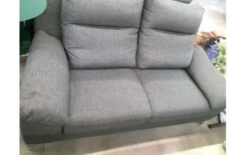 CANAPE TISSUS GRIS PIEDS CHROME 2 P