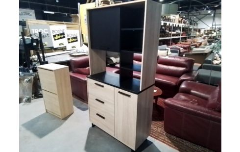 MEUBLE CUISINE BOIS ET NOIR 3T 2P