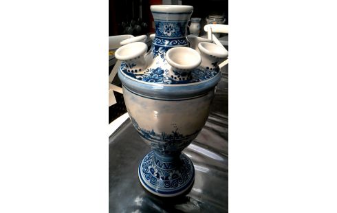 JARRÓN DELFT BLANCA AZUL