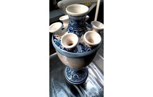 JARRÓN DELFT BLANCA AZUL