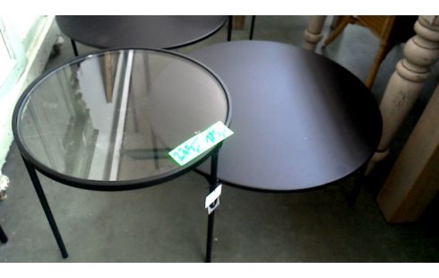 MESA DE SALÓN NEGRO DOBLE REDONDO HIELO LA UNIDAD