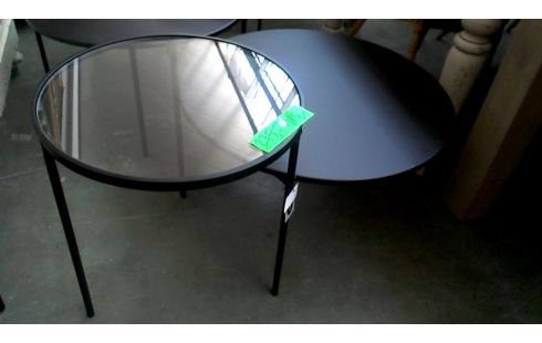 MESA DE SALÓN NEGRO DOBLE REDONDO HIELO LA UNIDAD