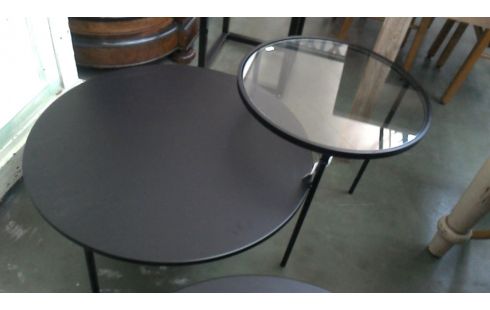 MESA DE SALÓN NEGRO DOBLE REDONDO HIELO LA UNIDAD