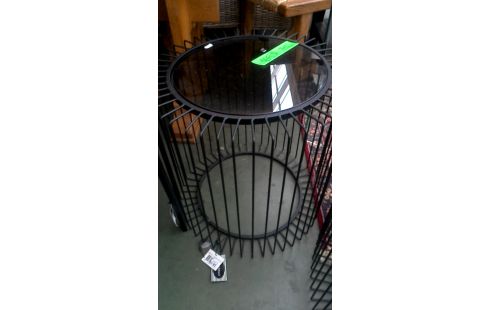 MESA DE SALÓN REDONDO ALTO NEGRO METAL TEÑIDO HIELO