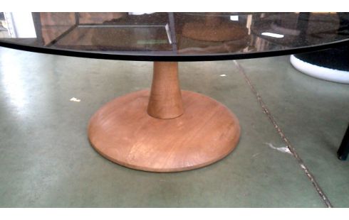 MESA DE SALÓN REDONDO, , MADERA TEÑIDO HIELO
