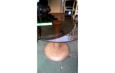 MESA DE SALÓN REDONDO, , MADERA TEÑIDO HIELO