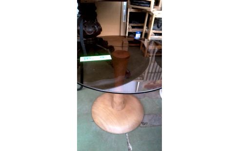 MESA DE SALÓN REDONDO, , MADERA TEÑIDO HIELO