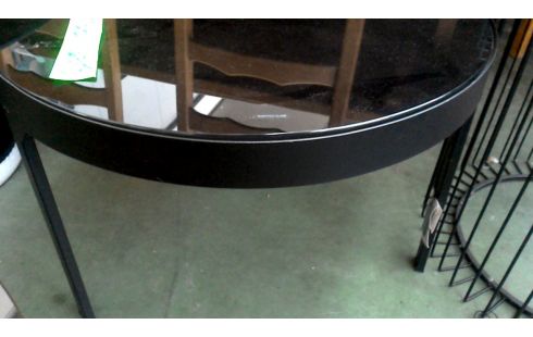 MESA DE SALÓN REDONDO, , TRÍPODE NEGRO METAL TEÑIDO HIELO