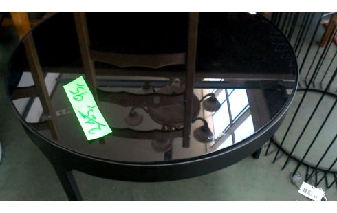 MESA DE SALÓN REDONDO, , TRÍPODE NEGRO METAL TEÑIDO HIELO