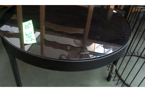 MESA DE SALÓN REDONDO, , TRÍPODE NEGRO METAL TEÑIDO HIELO