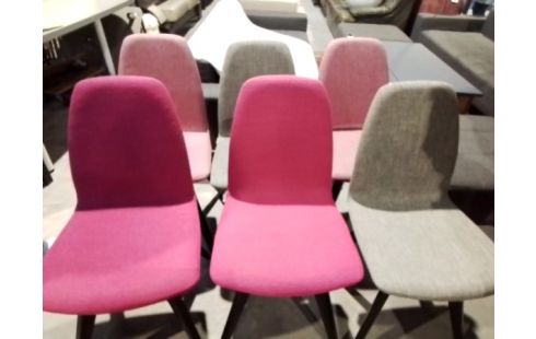 6 CHAISES TISSUS ROSE ET GRISE