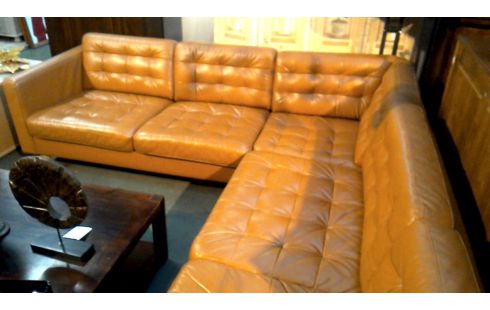 HOEKSALON LEDER BRUIN