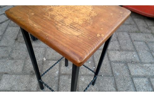 TABOURET FER FORGE, , BOIS