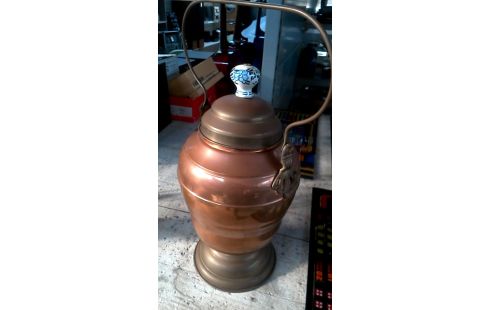 JARRÓN CON TAPA COBRE CERÁMICO