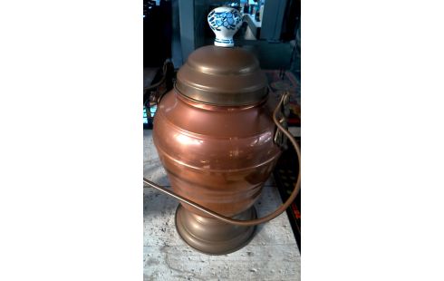 JARRÓN CON TAPA COBRE CERÁMICO