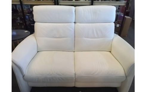 CANAPE CUIR BLANC 2P ELECTRIQUE