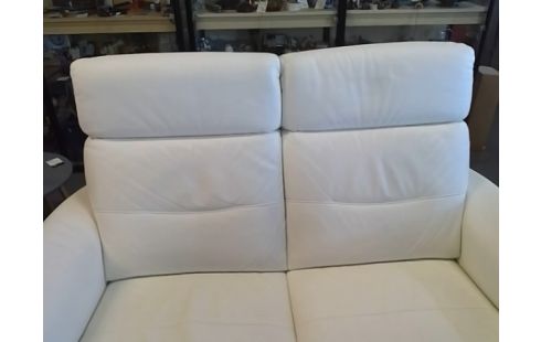 CANAPE CUIR BLANC 2P ELECTRIQUE