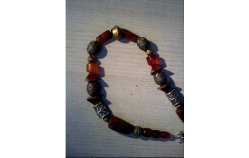 KETTE SILBER/BERNSTEIN AFRIKANSICH PERLEN