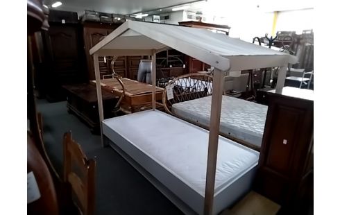 LIT ENFANT CABANE 90X190 +TIROIR (ABÎMÉ)