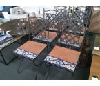 LOT DE 6 CHAISES FER FORGE ASSISES MOSAIQUE