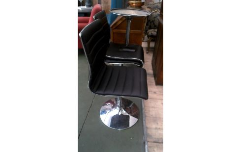 4 SILLAS CROMO NEGRO IMITACIÓN CUERO