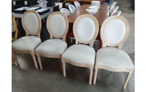 4 CHAISES ST MÉDAILLON BOIS ET TISSUS